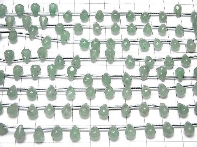 [Video] Green Aventurine Faceted Drop 9x6x6mm half or 1strand beads (aprx.16inch/40cm)