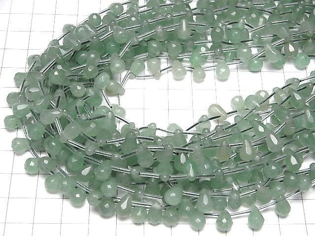 [Video] Green Aventurine Faceted Drop 9x6x6mm half or 1strand beads (aprx.16inch/40cm)