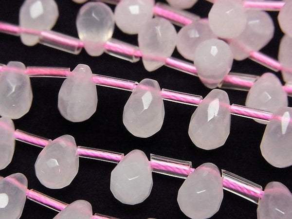 [Video]Rose Quartz AA+ Faceted Drop 9x6x6mm half or 1strand beads (aprx.15inch/38cm)