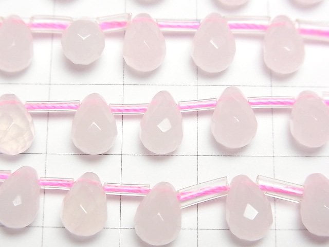 [Video]Rose Quartz AA+ Faceted Drop 9x6x6mm half or 1strand beads (aprx.15inch/38cm)