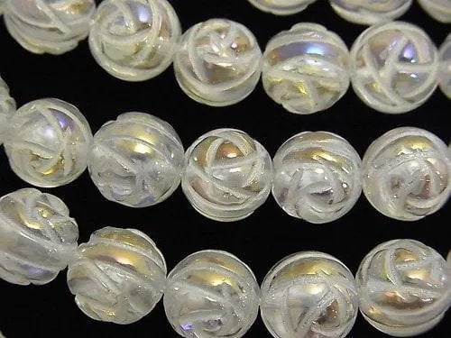 Flash Crystal, Rose, Round Gemstone Beads