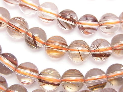 Round, Rutilated Quartz Gemstone Beads