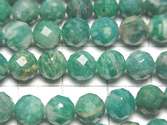 [Video] High Quality! Russian Amazonite AA++ Faceted Round 6mm half or 1strand beads (aprx.15inch / 36cm)