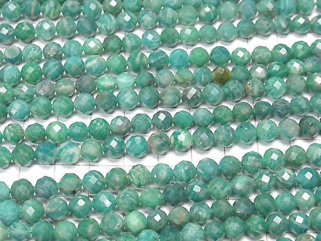 [Video] High Quality! Russian Amazonite AA++ Faceted Round 6mm half or 1strand beads (aprx.15inch / 36cm)