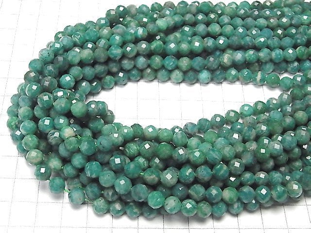 [Video] High Quality! Russian Amazonite AA++ Faceted Round 6mm half or 1strand beads (aprx.15inch / 36cm)