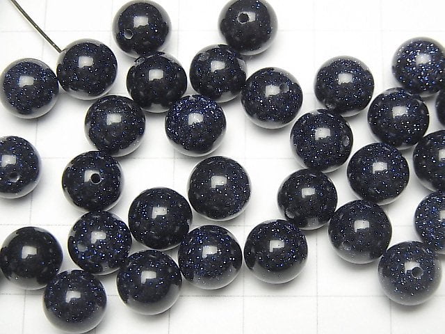 [Video] Blue Golden Sand Stone Half Drilled Hole Round 6mm, 8mm, 10mm 10pcs