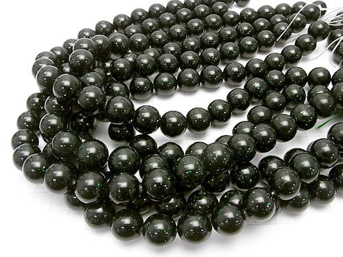 Green Goldstone Round 14mm half or 1strand beads (aprx.15inch/37cm)