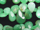Chrysoprase, Faceted Briolette, Pear Shape Gemstone Beads