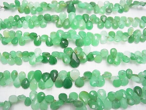 Chrysoprase AA++-AA+ Pear shape  Faceted Briolette  half or 1strand beads (aprx.7inch/18cm)