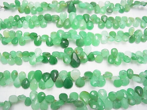 Chrysoprase AA++-AA+ Pear shape  Faceted Briolette  half or 1strand beads (aprx.7inch/18cm)