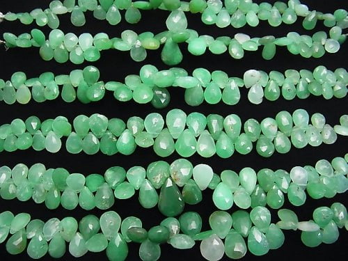 Chrysoprase AA++-AA+ Pear shape  Faceted Briolette  half or 1strand beads (aprx.7inch/18cm)