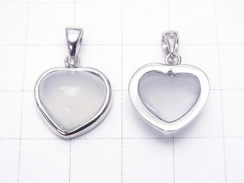 1pc $14.99! Natural color blue Chalcedony AAA Heart Pendant 14 x 14 x 7 mm Silver 925