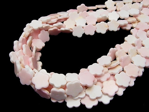 Queen Conch Shell AAA - Flower motif 14 x 14 x 3 mm half or 1 strand beads (aprx.15 inch / 38 cm)
