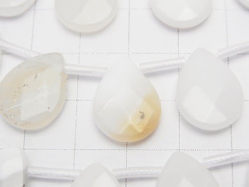 White Opal AA ++ Faceted Pear Shape 16 x 12 x 4 mm half or 1 strand beads (aprx. 15 inch / 37 cm)