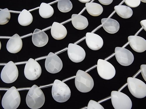 White Opal AA ++ Faceted Pear Shape 16 x 12 x 4 mm half or 1 strand beads (aprx. 15 inch / 37 cm)