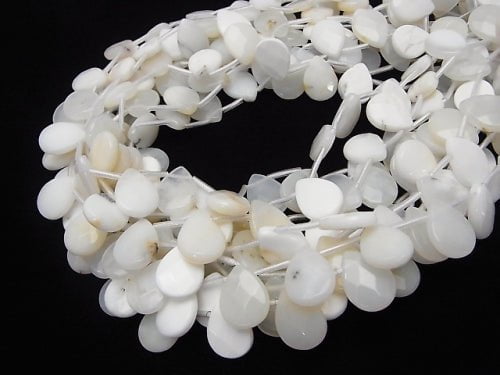 White Opal AA ++ Faceted Pear Shape 16 x 12 x 4 mm half or 1 strand beads (aprx. 15 inch / 37 cm)