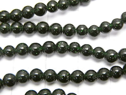 [Video]Green Goldstone Round 4mm 1strand beads (aprx.14inch/35cm)