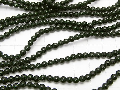 [Video]Green Goldstone Round 4mm 1strand beads (aprx.14inch/35cm)