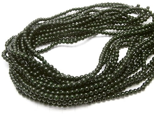 [Video]Green Goldstone Round 4mm 1strand beads (aprx.14inch/35cm)