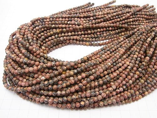 [Video] Leopard skin Jasper Round 4mm 1strand beads (aprx.15inch / 38cm)