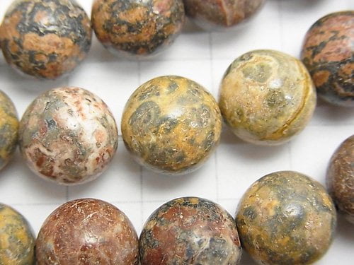 [Video] Leopard skin Jasper Round 12mm half or 1strand beads (aprx.15inch / 38cm)