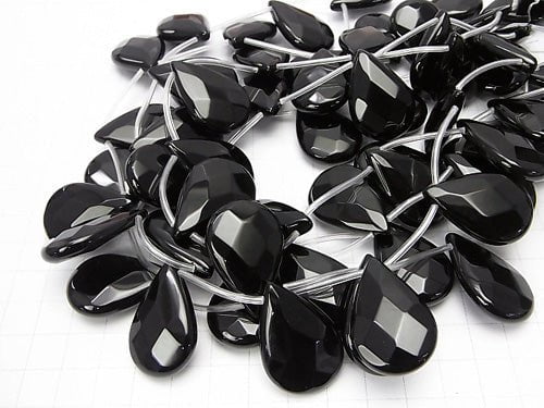 Onyx  Faceted Pear Shape 30x20x8mm half or 1strand beads (aprx.14inch/34cm)
