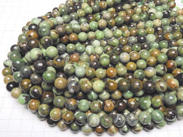 [Video] Green Opal Round 10mm half or 1strand beads (aprx.14inch/35cm)