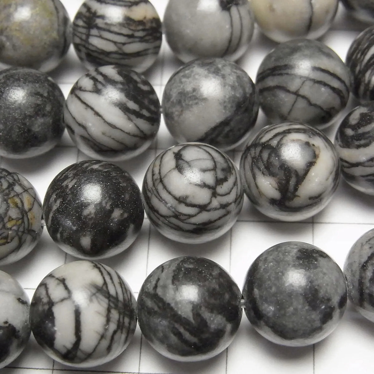 1Strang 6,79 $! Zebra-Jaspis Rund 12mm 1Strang Perlen (ca. 15 Zoll / 36 cm)