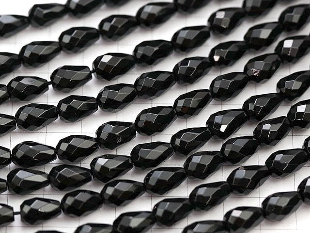 Onyx  Vertical Hole Faceted Drop 12x8x8mm half or 1strand beads (aprx.15inch/36cm)