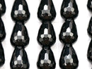 [Video] Onyx  Vertical Hole Faceted Drop 14x10x10mm half or 1strand beads (aprx.15inch/36cm)