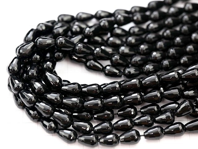 Onyx  Vertical Hole Faceted Drop 14x10x10mm half or 1strand beads (aprx.15inch/36cm)