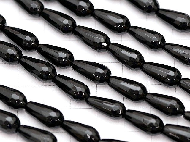 Onyx  Vertical Hole Faceted Drop 16x8x8mm half or 1strand beads (aprx.15inch/36cm)