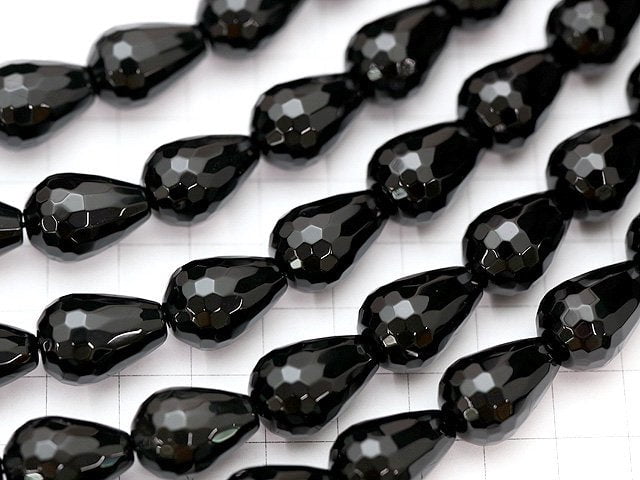 Onyx  Vertical Hole Faceted Drop 18x13x13mm half or 1strand beads (aprx.15inch/36cm)