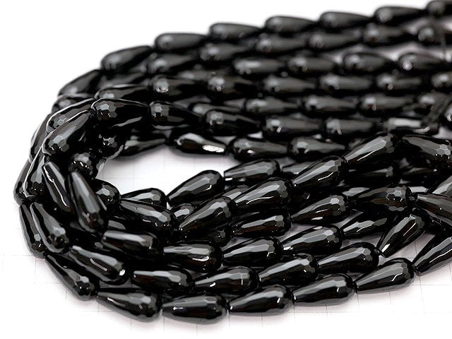 Onyx  Vertical Hole Faceted Drop 20x10x10mm half or 1strand beads (aprx.15inch/38cm)