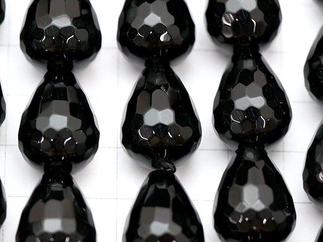 Onyx  Vertical Hole Faceted Drop 20x15x15 1/4 or 1strand beads (aprx.15inch/36cm)