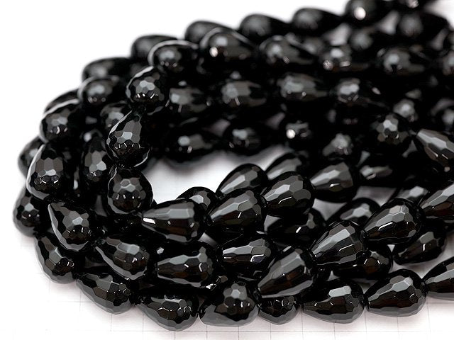 Onyx  Vertical Hole Faceted Drop 20x15x15 1/4 or 1strand beads (aprx.15inch/36cm)