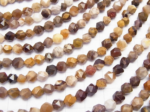 1strand $11.79! Petrified Wood Opalite  24Faceted Round 6mm 1strand beads (aprx.15inch/37cm)