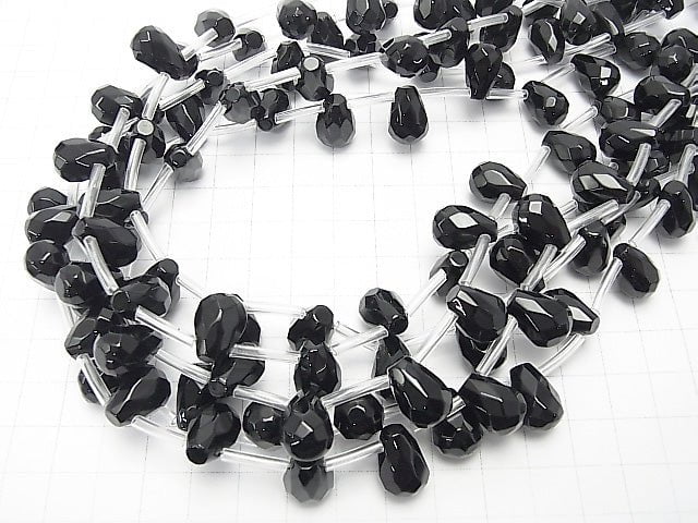 Onyx  Drop  Faceted Briolette 13x10x10mm half or 1strand beads (aprx.19inch/46cm)