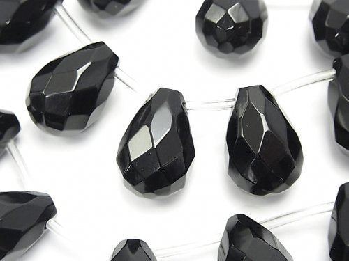 Drop, Faceted Briolette, Onyx Gemstone Beads