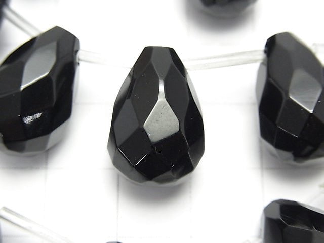 Onyx  Drop  Faceted Briolette 18x12x12mm half or 1strand beads (aprx.13inch/32cm)