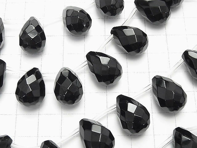 Onyx  Drop  Faceted Briolette 18x12x12mm half or 1strand beads (aprx.13inch/32cm)