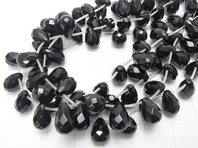 Onyx  Drop  Faceted Briolette 18x12x12mm half or 1strand beads (aprx.13inch/32cm)