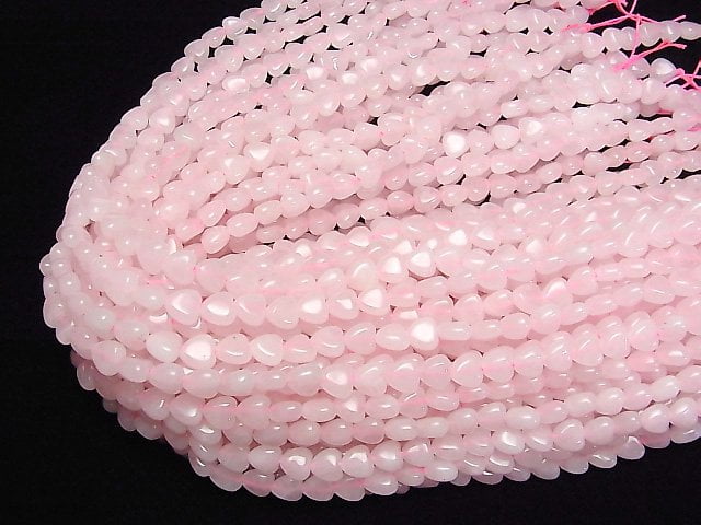 [Video] Rose Quartz AA++ Vertical Hole Heart 8x8x5mm 1strand beads (aprx.15inch/37cm)