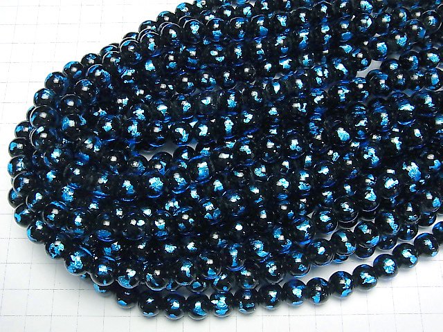 [Video] Lampwork Beads Round 10 mm [light blue] 1/4 or 1strand beads (aprx. 14 inch / 34 cm)