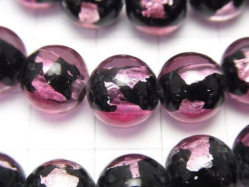 [Video] Lampwork Beads Round 10mm [Pink] half or 1strand beads (aprx.14inch/34cm)