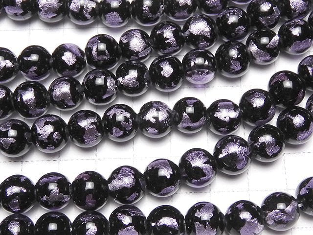 Lampwork Beads Round 10 mm [purple] 1/4 or 1strand beads (aprx.14 inch / 34 cm)