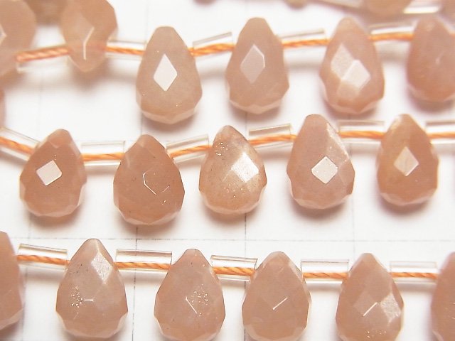 [Video] Orange Moonstone AAA- Drop Faceted Briolette 9x6x6mm 1/4 or 1strand beads (aprx.15inch/37cm)
