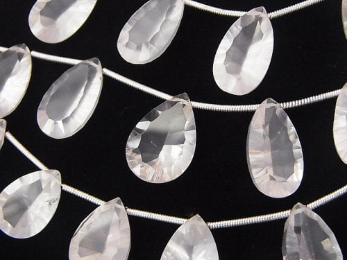 Concave Cut, Pear Shape, Rose Quartz Gemstone Beads