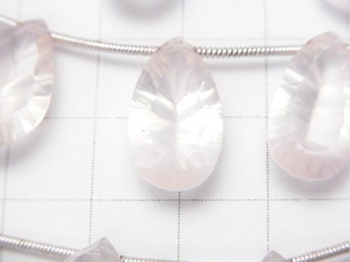 [Video] High Quality Madagascar Rose Quartz AAA - AAA - Pear shape Concave Cut half or 1strand beads (aprx.7inch / 18 cm)