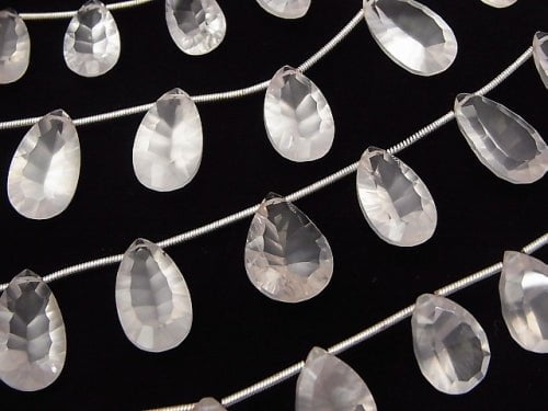 [Video] High Quality Madagascar Rose Quartz AAA - AAA - Pear shape Concave Cut half or 1strand beads (aprx.7inch / 18 cm)